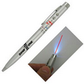Silver Light Up Pen/ Laser Pointer & LED Flashlight